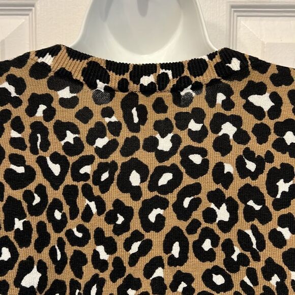 Michael Michael Kors Brown/Black Animal Print V Neck Sweater Size Small - Picture 8 of 11